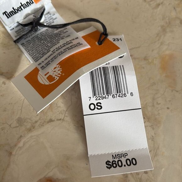 NWT Timberland Scarf Wheat Plaid One Size Winter Fall Logo - Picture 9 of 9